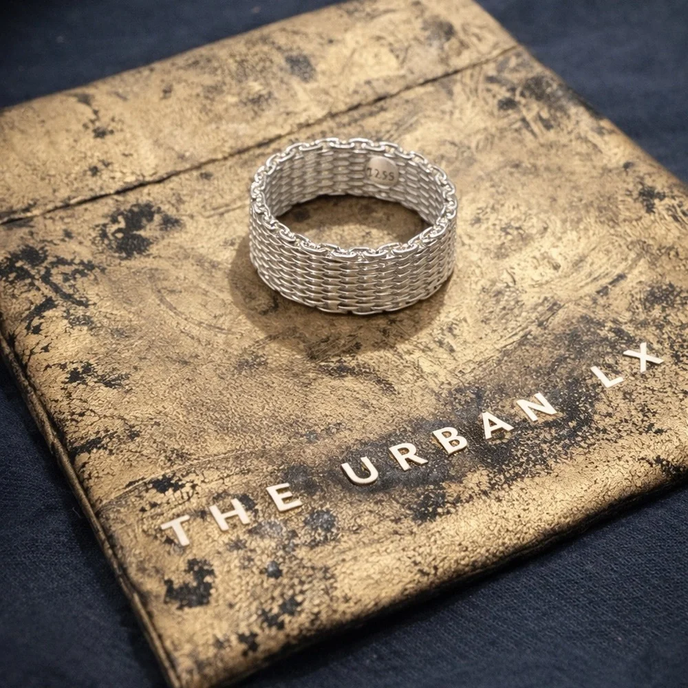 TU.LX The Mercer Mesh Ring — 925 Sterling Silver with pouch Size 8
